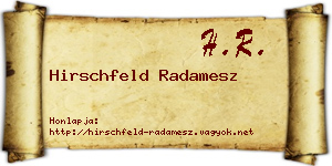 Hirschfeld Radamesz névjegykártya